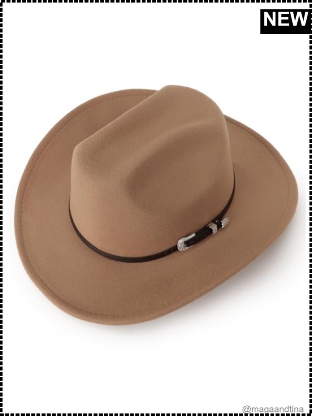 Wide Brim Felt Cowboy Hat Cotton Polyester Western Fedora